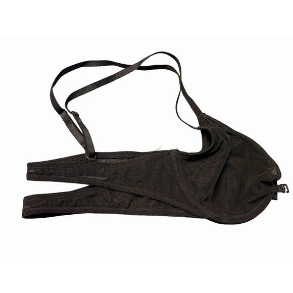 Mesh underwire black bra front close double band 30 B unlined sexy - Picture 8 of 8